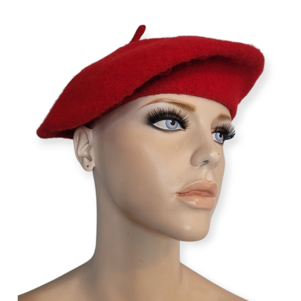 Zara Red 100% Wool Beret